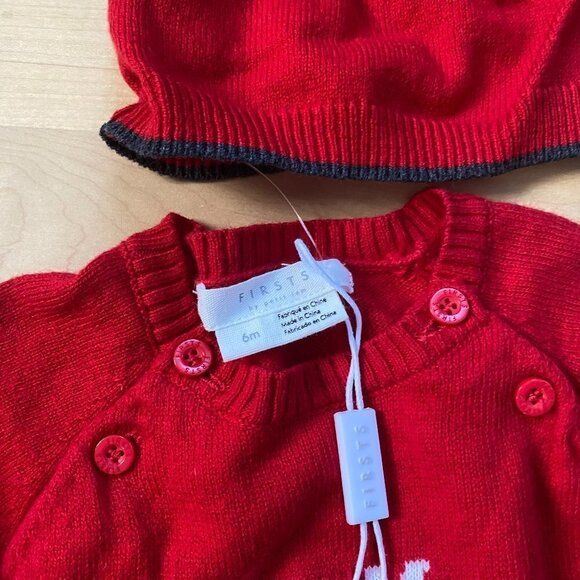 𝅺FIRSTS By Petit Lem One Piece W/ Hat Unisex Sleeper BNWOT Holiday Xmas - Picture 7 of 7